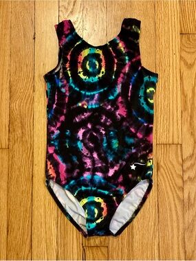 Destira Leotard Black Multicolored Tie Dye Child Medium CM